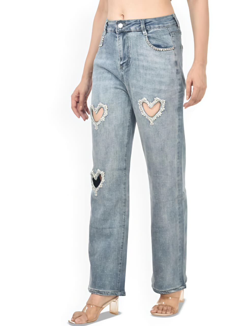 Trendy Heart Cutout Denim Jeans | Sizes Available – 30 to 36