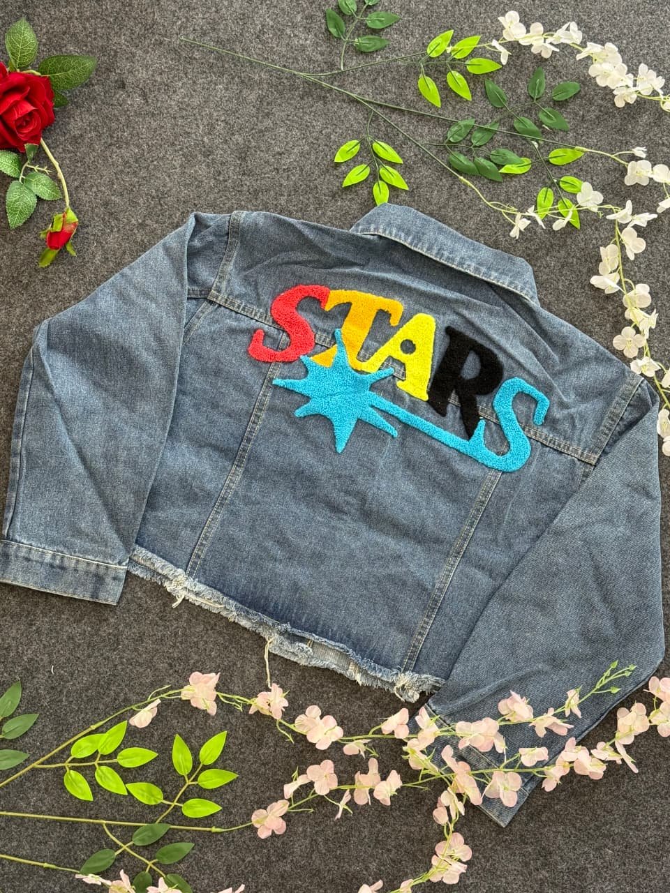 Denim Rugged Funky Jacket with back Embroidery | Size Available – Free Size Upto XL